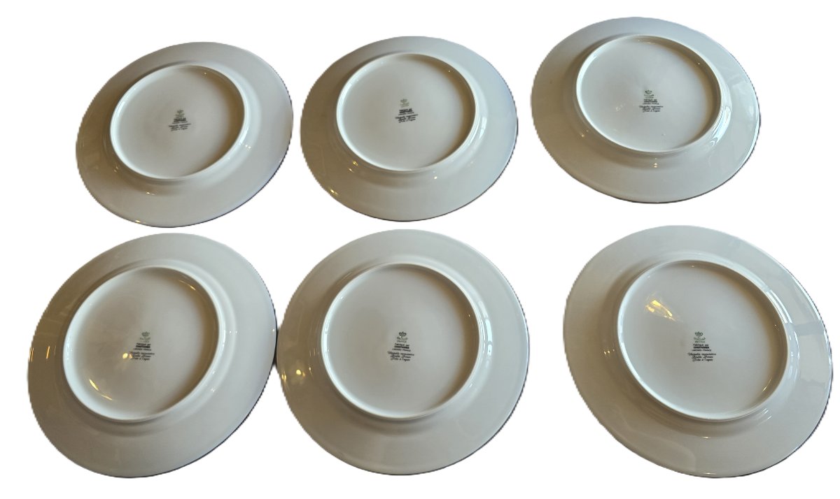 Lotto di 6 sottopiatti  antichi in porcellana Chastagner Limoges  monogramma CCE-photo-1