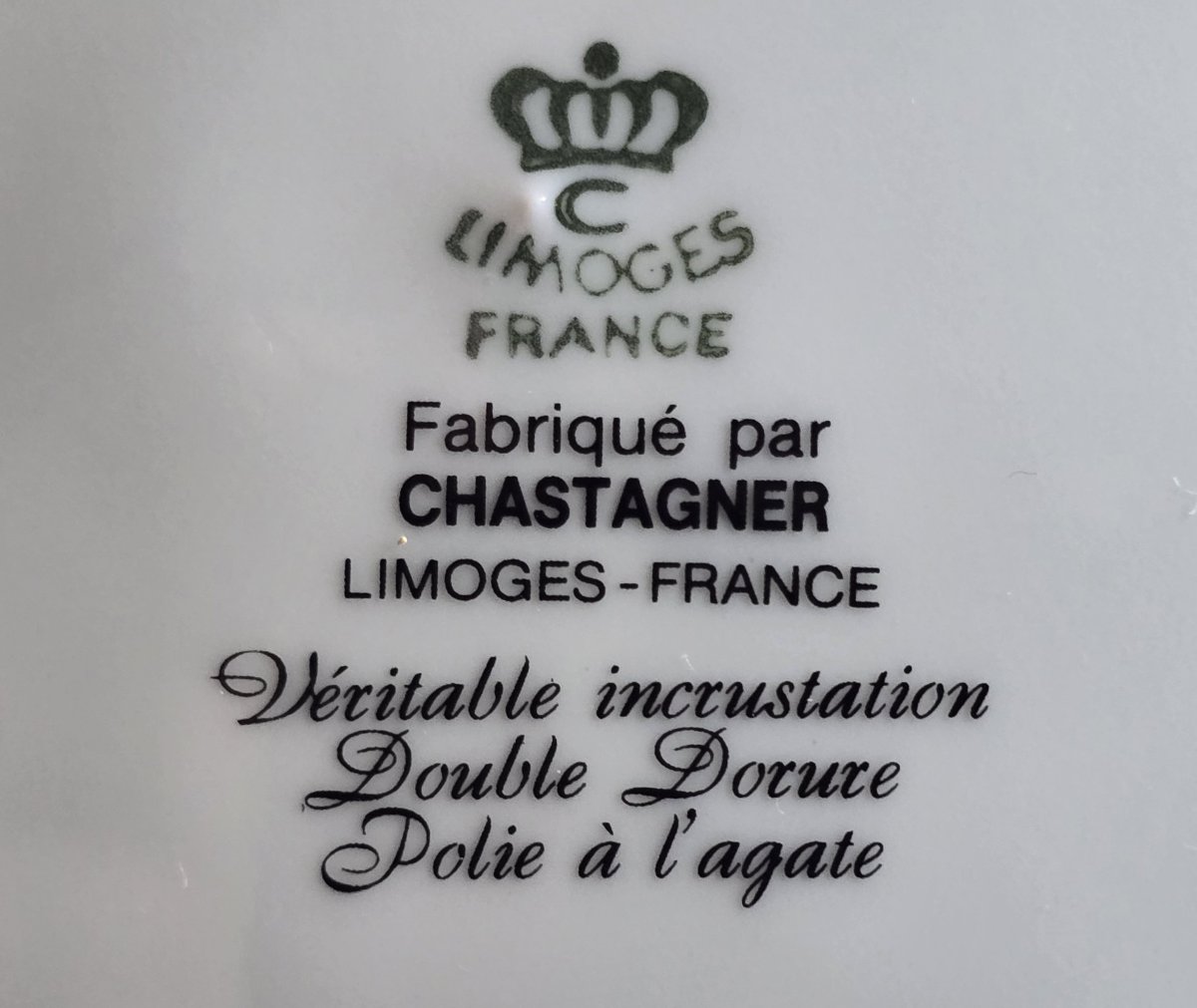 Lotto di 6 sottopiatti  antichi in porcellana Chastagner Limoges  monogramma CCE-photo-2