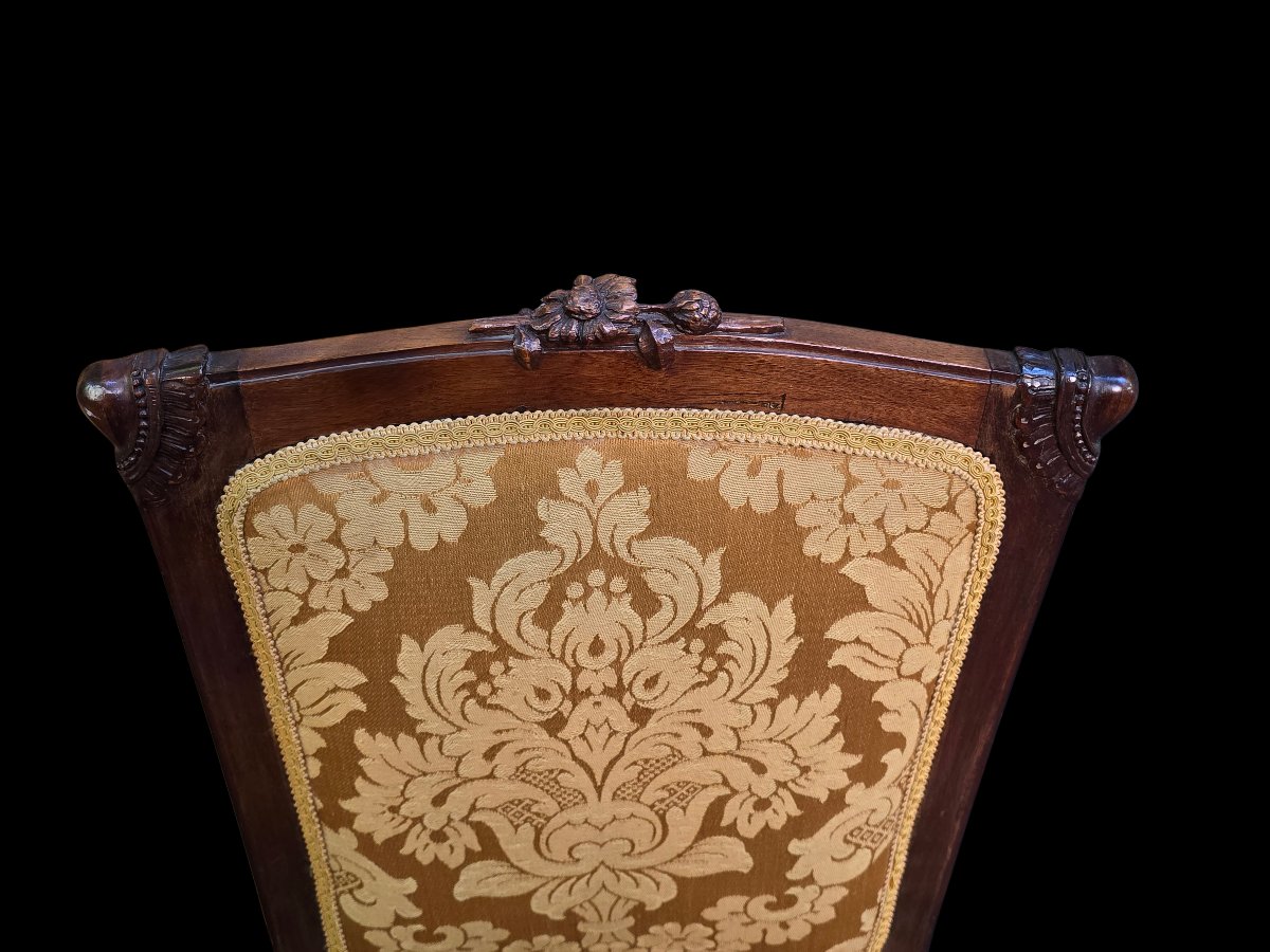 Set di 4 sedie d’epoca Liberty in noce scolpito-photo-3