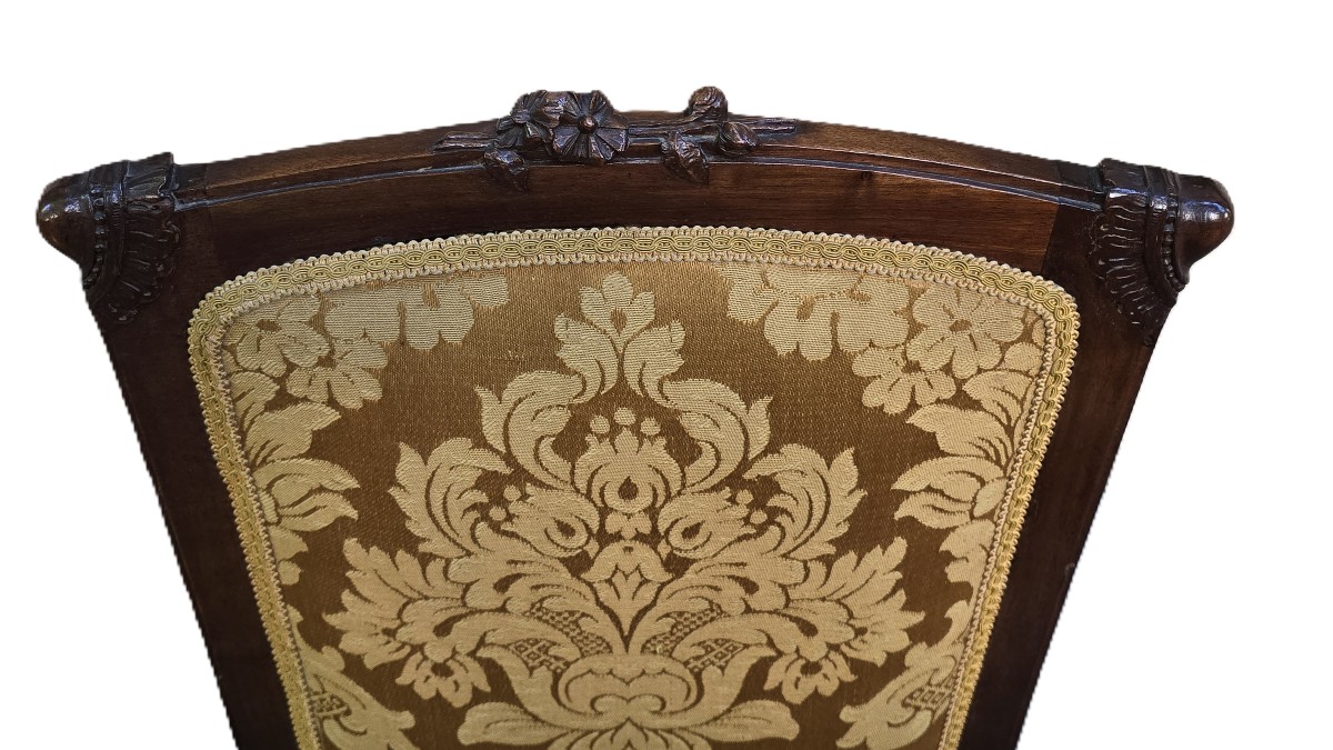 Set di 4 sedie d’epoca Liberty in noce scolpito-photo-1