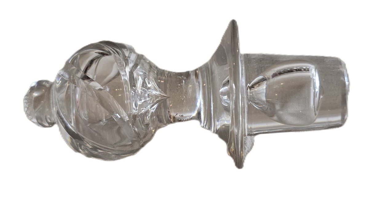 Antica bottiglia decanter in cristallo inciso, attribuita a Baccarat-photo-5