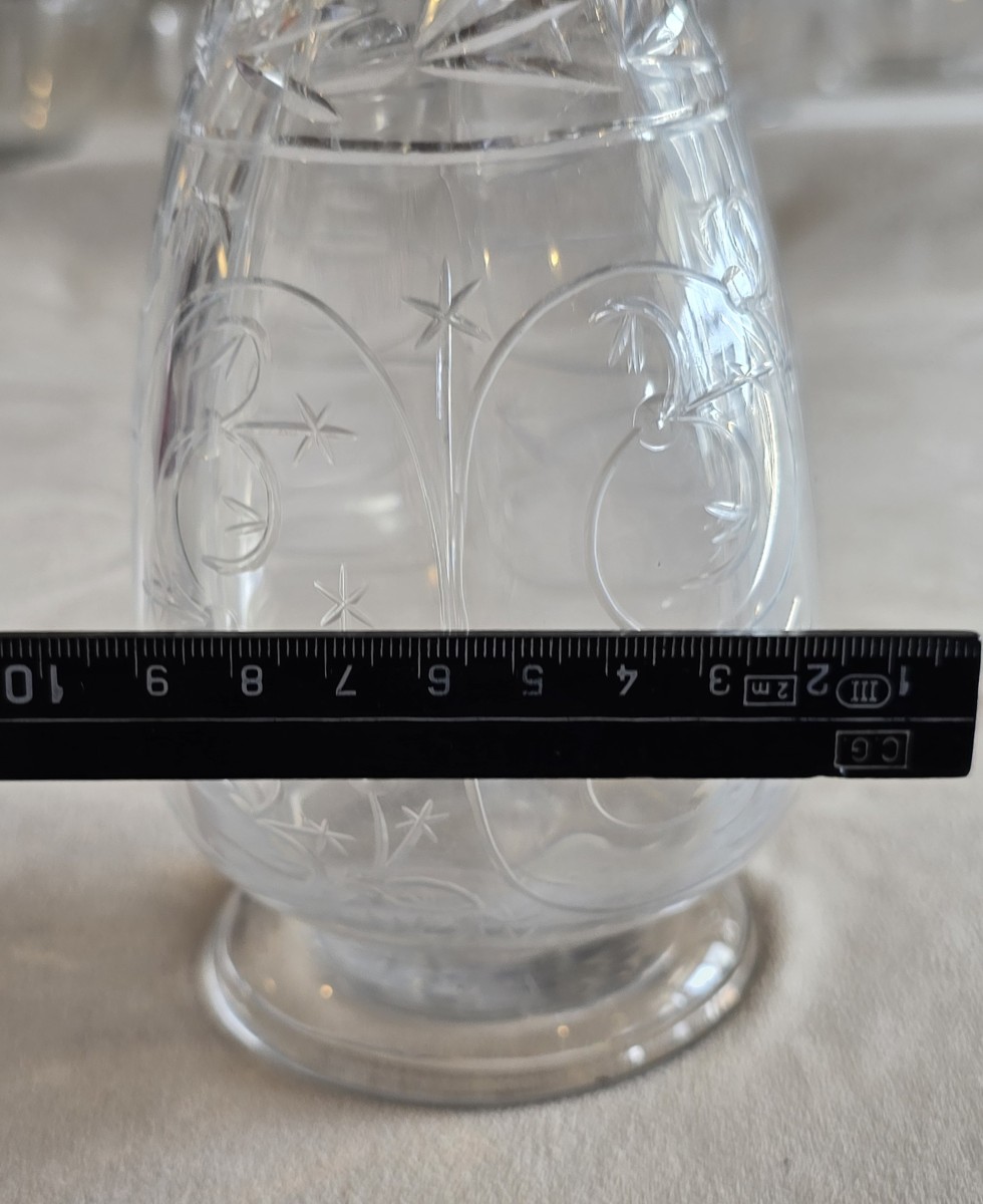Antica bottiglia decanter in cristallo inciso, attribuita a Baccarat-photo-8