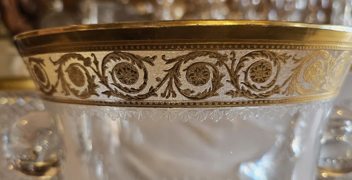 Antico secchiello da champagne in cristallo Saint-Louis, modello Thistle Oro-photo-4
