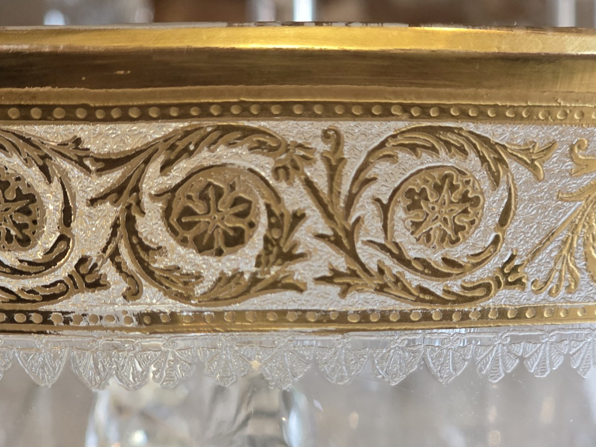 Antico secchiello da champagne in cristallo Saint-Louis, modello Thistle Oro-photo-3