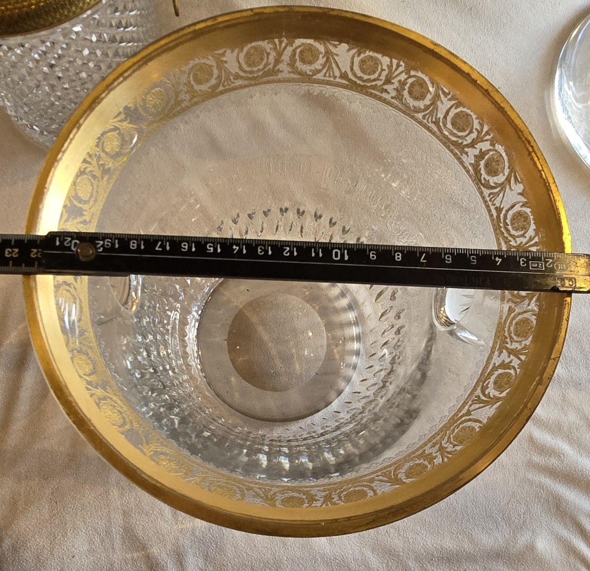 Antico secchiello da champagne in cristallo Saint-Louis, modello Thistle Oro-photo-6
