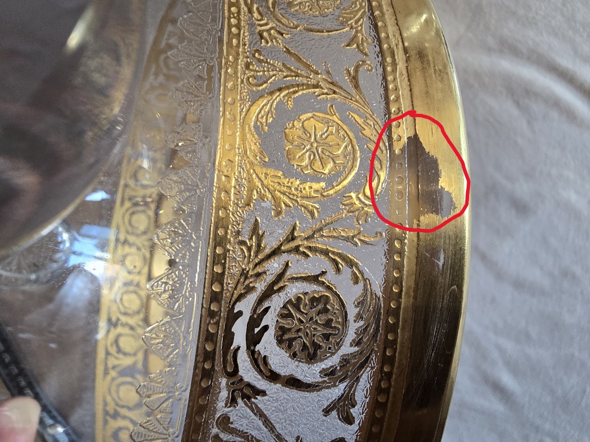 Antico secchiello da champagne in cristallo Saint-Louis, modello Thistle Oro-photo-8