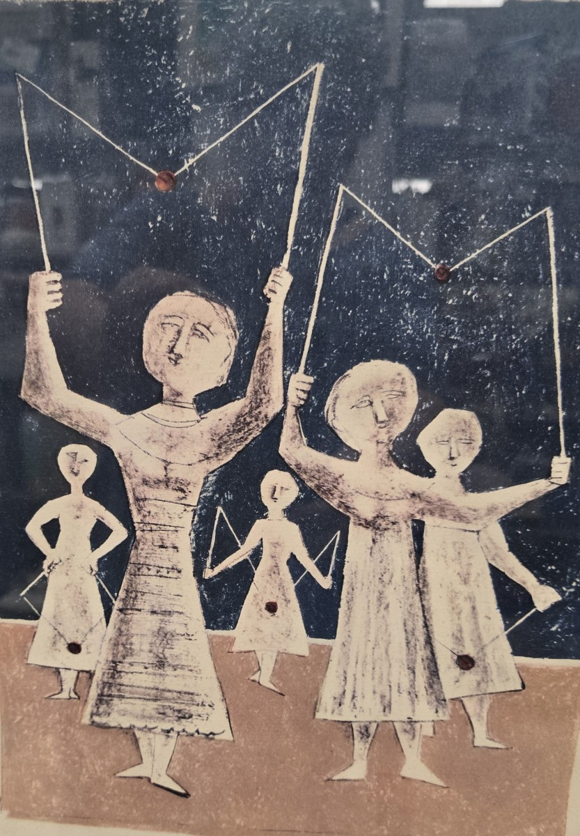 Il gioco del diabolo, 1954, litografia in edizione limitata di Massimo Campigli-photo-2