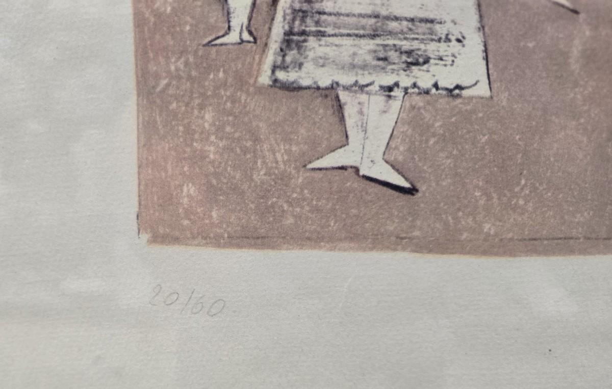 Il gioco del diabolo, 1954, litografia in edizione limitata di Massimo Campigli-photo-4