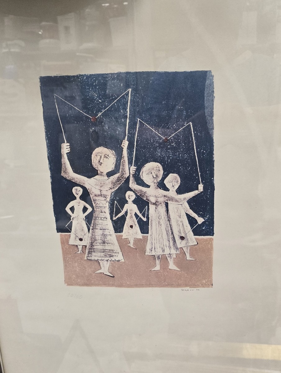 Il gioco del diabolo, 1954, litografia in edizione limitata di Massimo Campigli