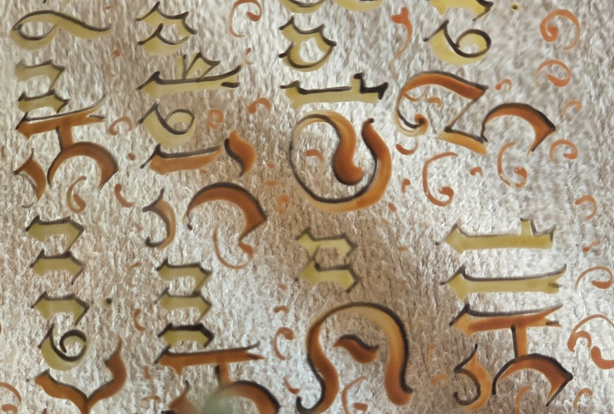 Antico bicchiere Römer decorato a smalto, con veduta di Heidelberg e citazione poetica-photo-3