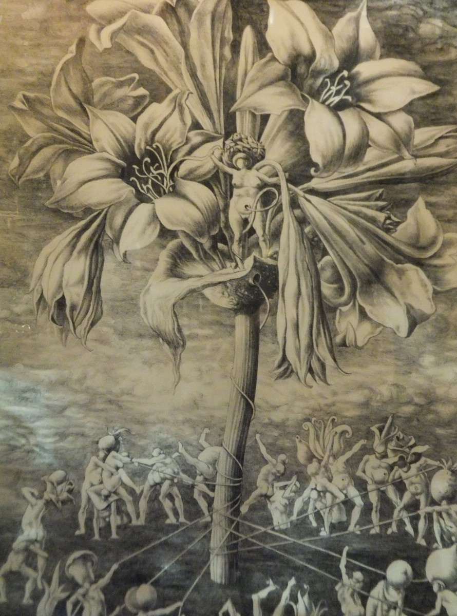 Disegno simbolista e surrealista su carta