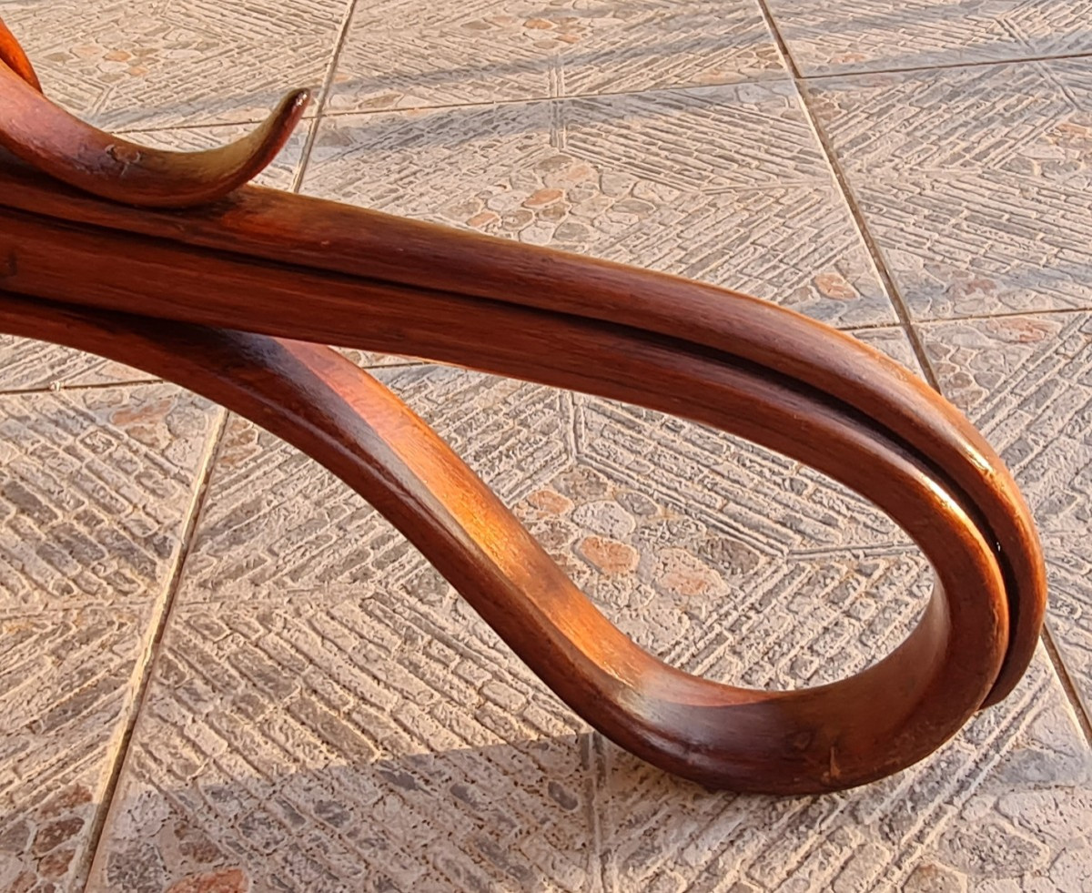 Antico tavolo rettangolare in faggio curvato in stile Thonet-photo-3