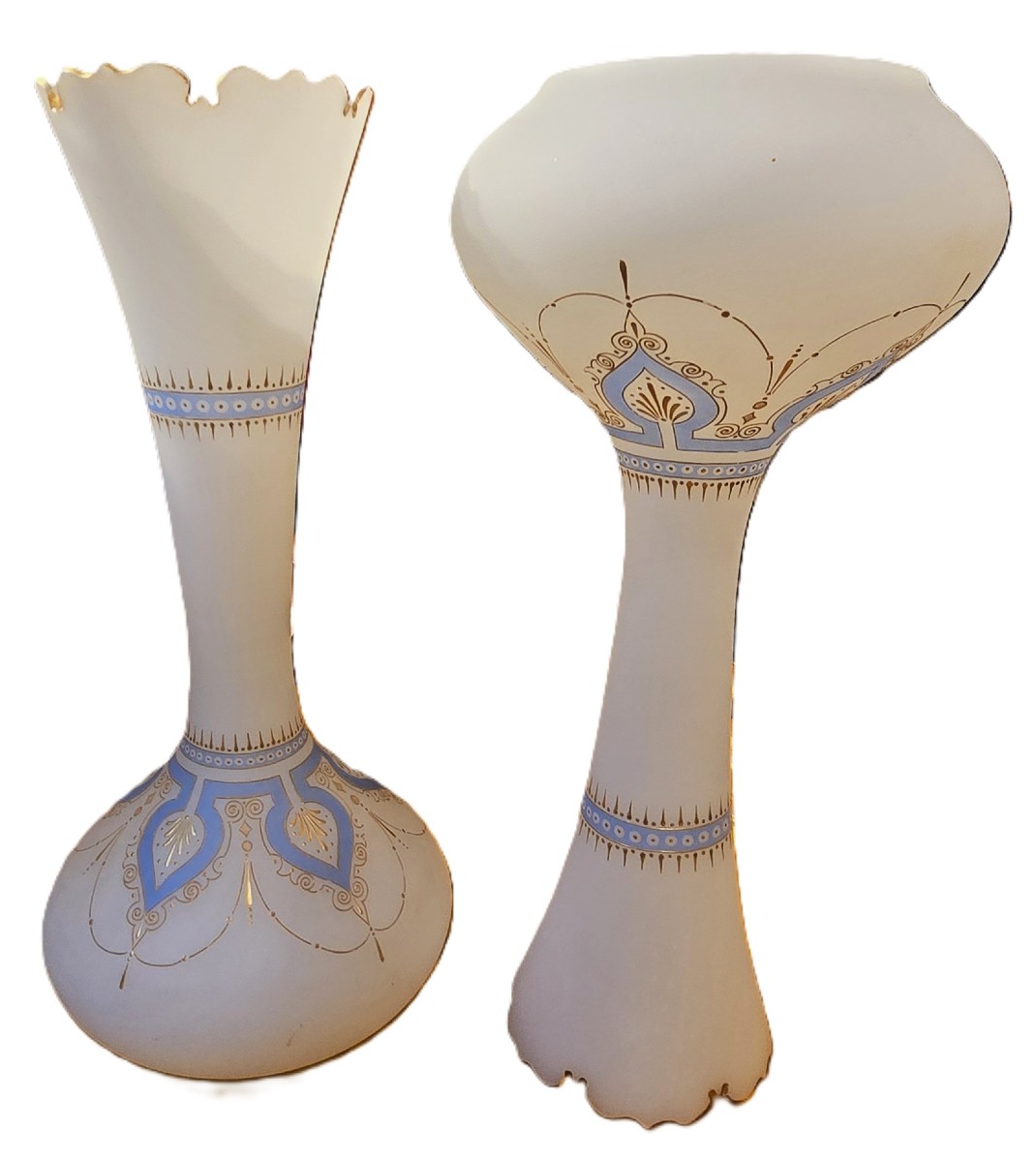 Coppia di vasi in opalina smaltata, XIX secolo 45 cm h-photo-2