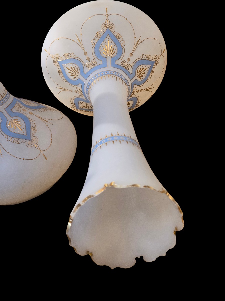 Coppia di vasi in opalina smaltata, XIX secolo 45 cm h-photo-4