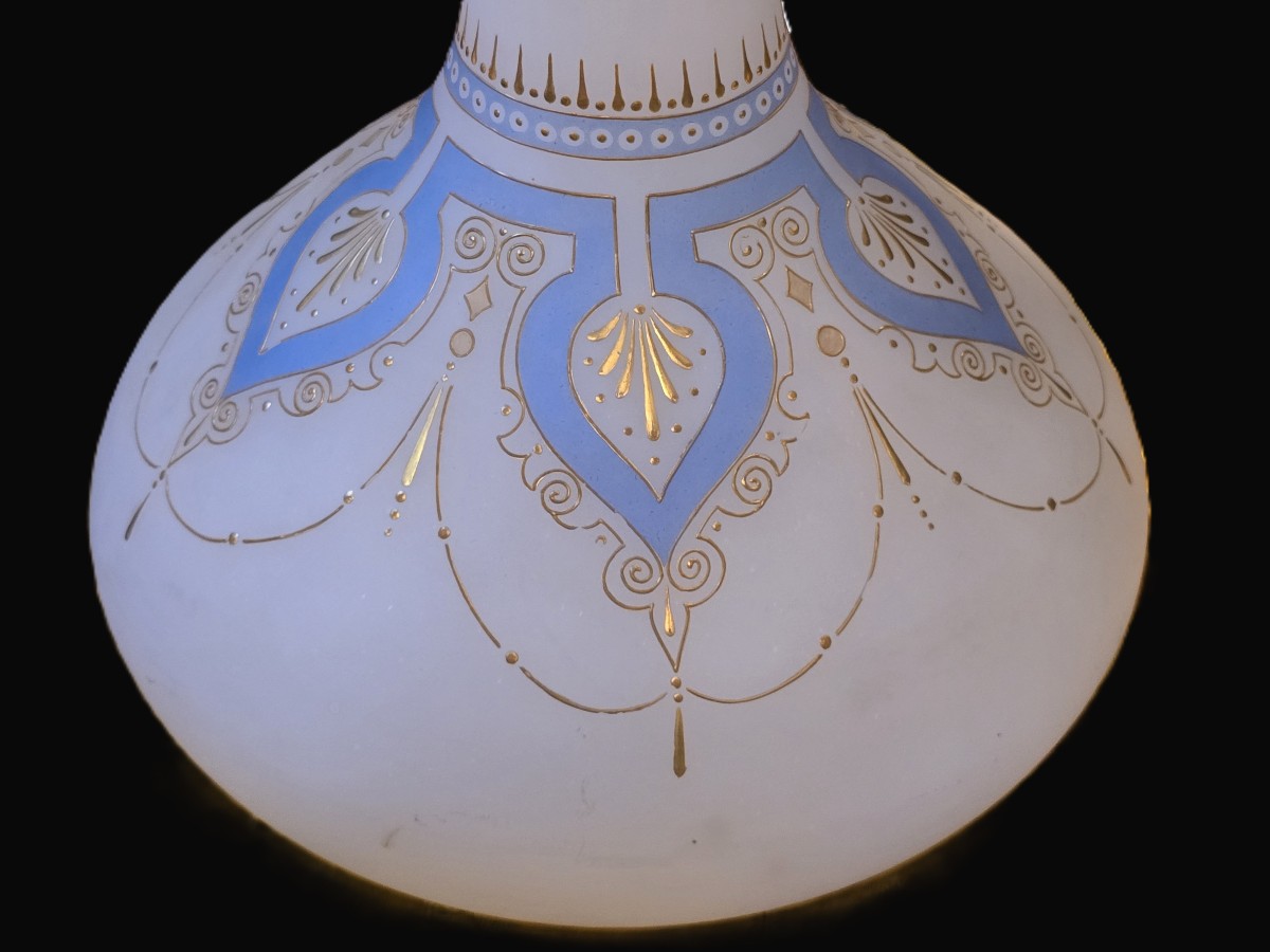 Coppia di vasi in opalina smaltata, XIX secolo 45 cm h-photo-4