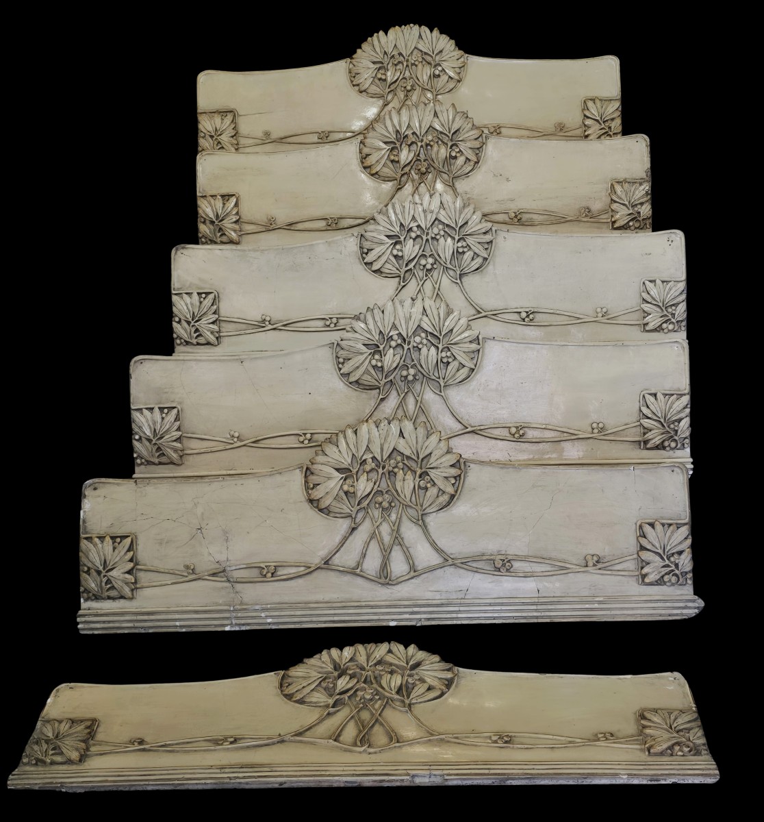 Set di 6 antichi frontoni sovrapporta Liberty