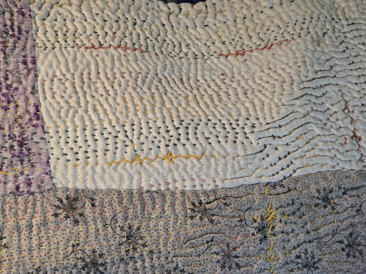 Trapunta Kantha antico tessuto tradizionale del Bengala-photo-4