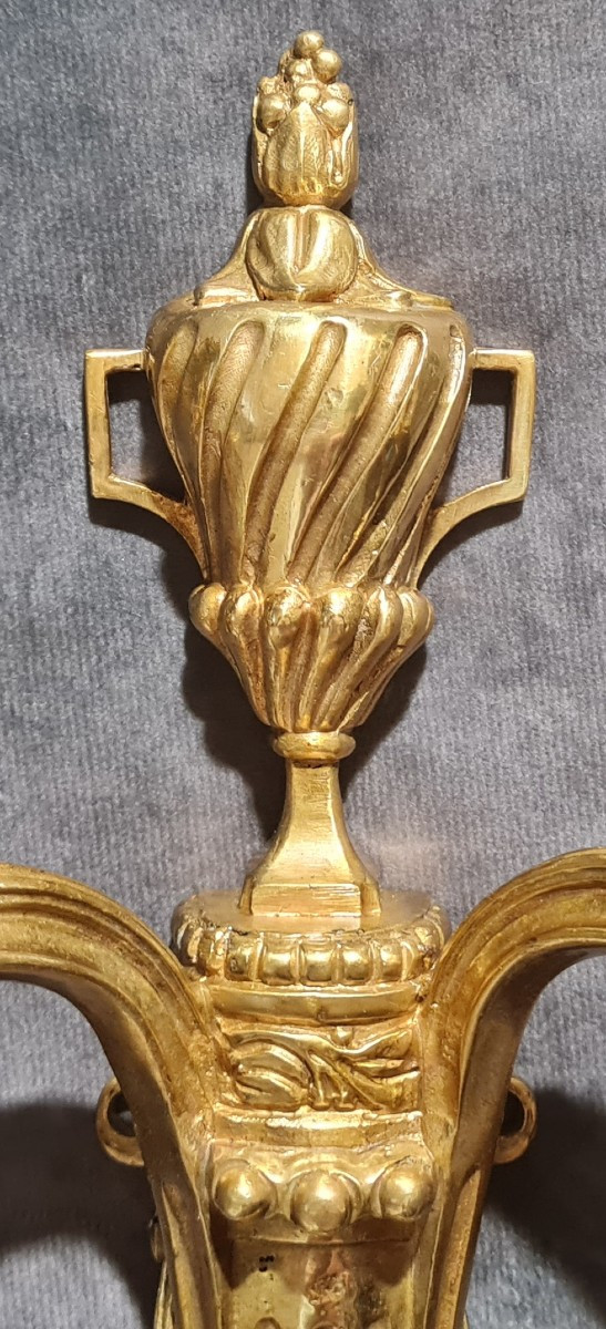 Antica coppia di appliques in bronzo in stile Luigi XVI-photo-2