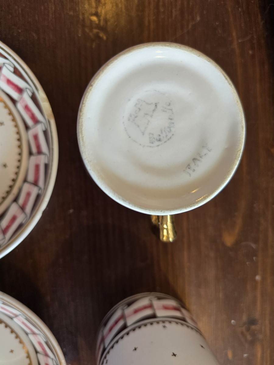 Serie di 4 tazze da caffè in maiolica Bassanello-photo-1