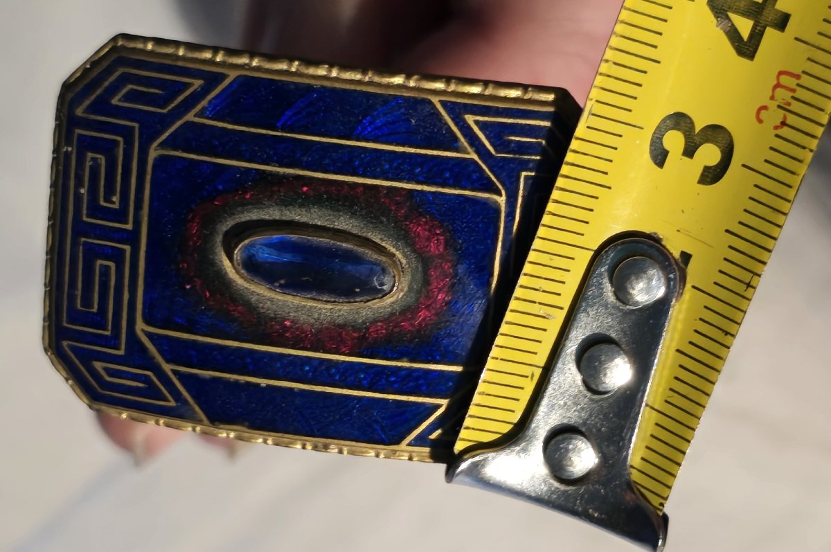 Antico spillone da cappello Belle Epoque con smalti cloisonnés-photo-2