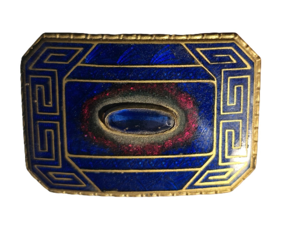 Antico spillone da cappello Belle Epoque con smalti cloisonnés