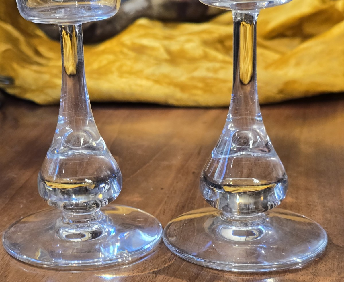 Coppia di flûte in cristallo di Baccarat – Modello «José» di Boris Tabacoff, 1970-photo-4