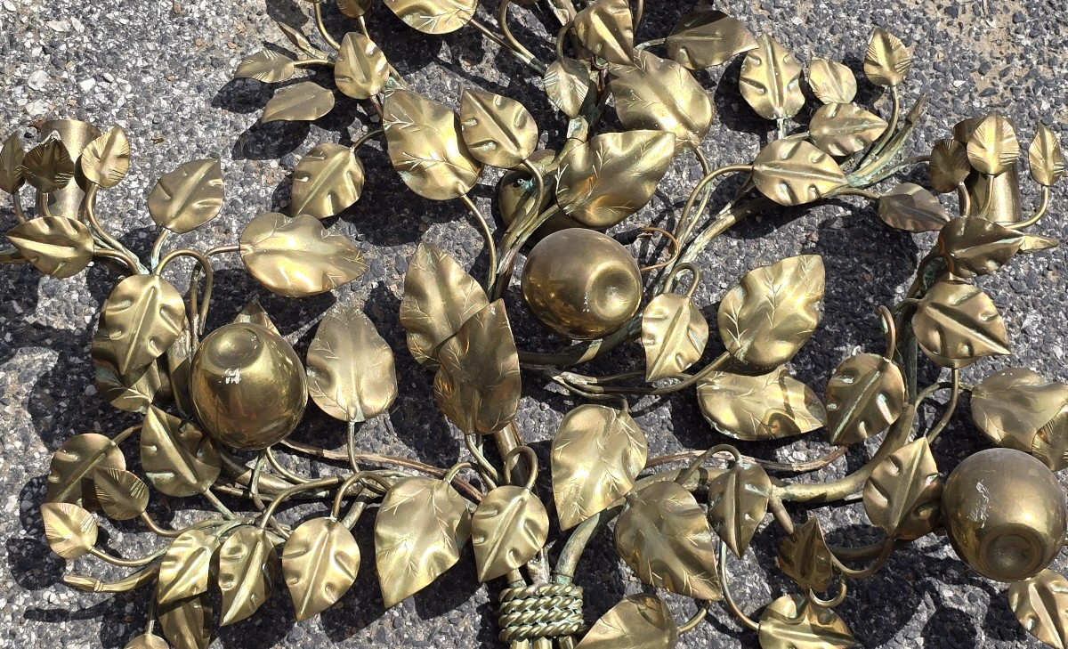 Coppia di appliques murali “L’Albero del Giardino dell’Eden” Maison Roche, Francia, circa 1970-photo-4