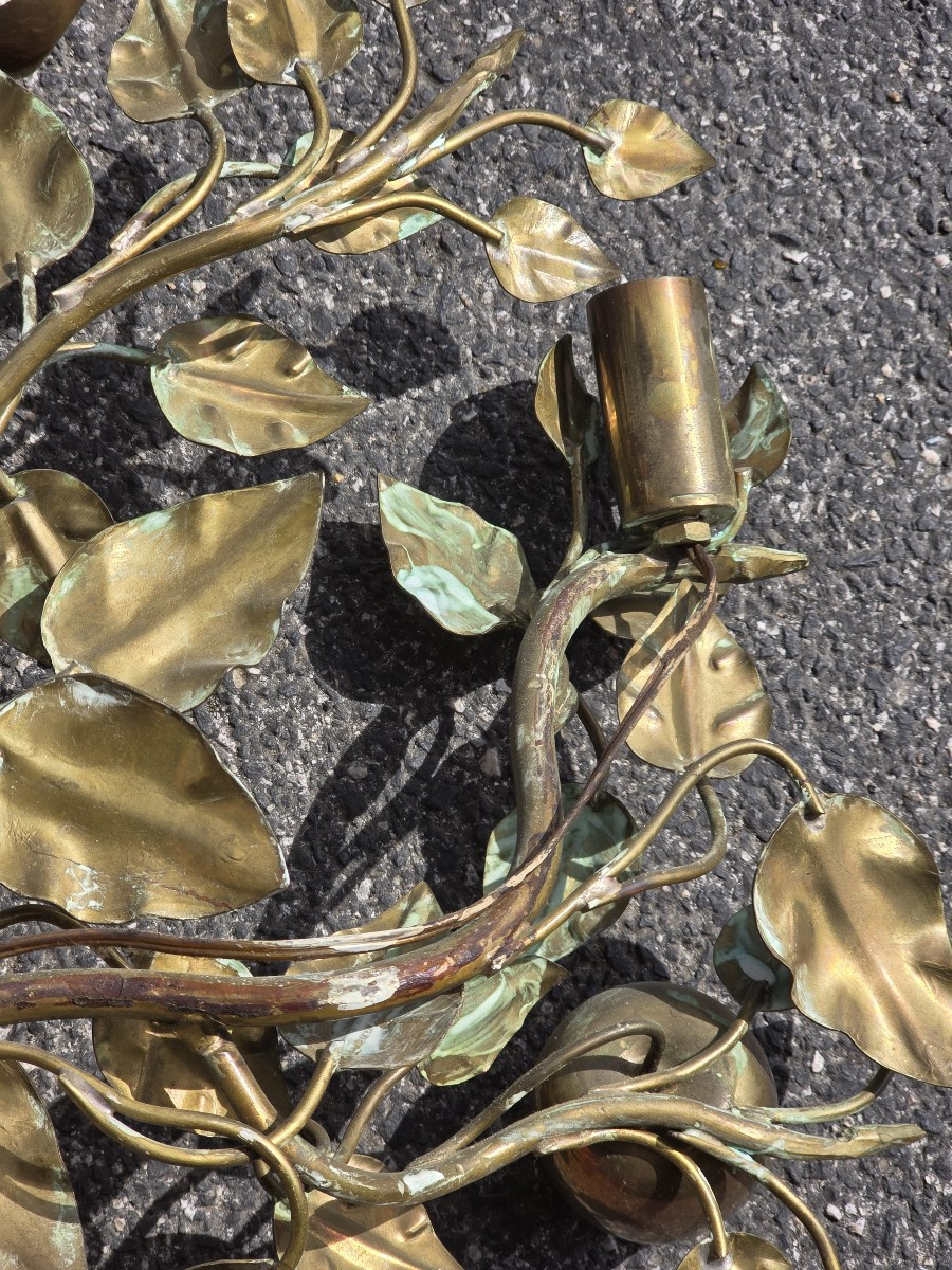 Coppia di appliques murali “L’Albero del Giardino dell’Eden” Maison Roche, Francia, circa 1970-photo-1