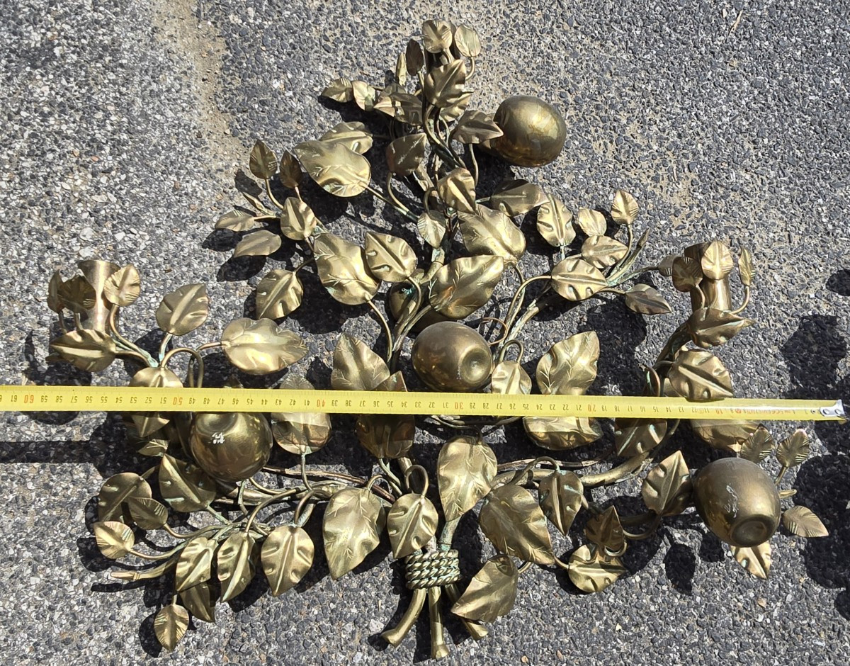 Coppia di appliques murali “L’Albero del Giardino dell’Eden” Maison Roche, Francia, circa 1970-photo-5