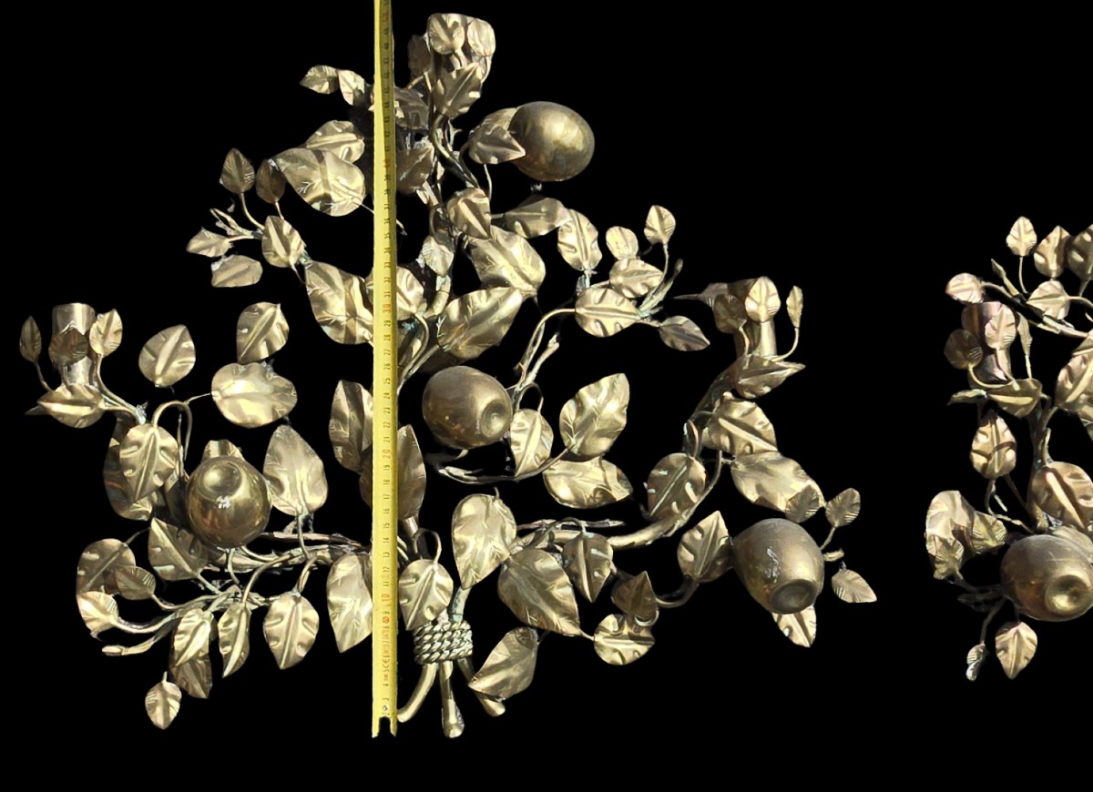 Coppia di appliques murali “L’Albero del Giardino dell’Eden” Maison Roche, Francia, circa 1970-photo-6