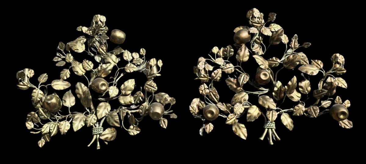 Coppia di appliques murali “L’Albero del Giardino dell’Eden” Maison Roche, Francia, circa 1970