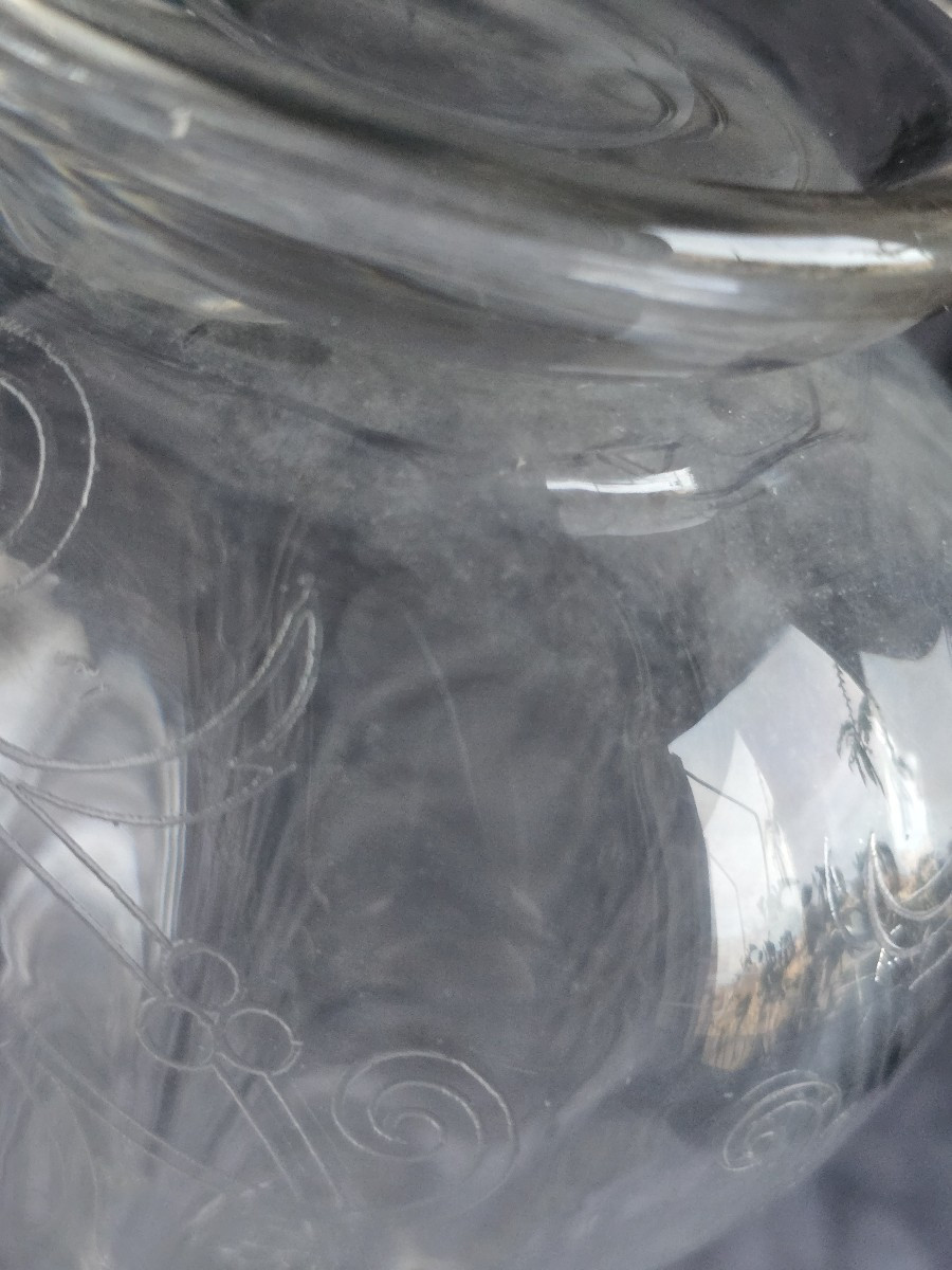 Antica bottiglia in cristallo inciso – Boemia, nel gusto di Moser, circa 1920–1940-photo-8