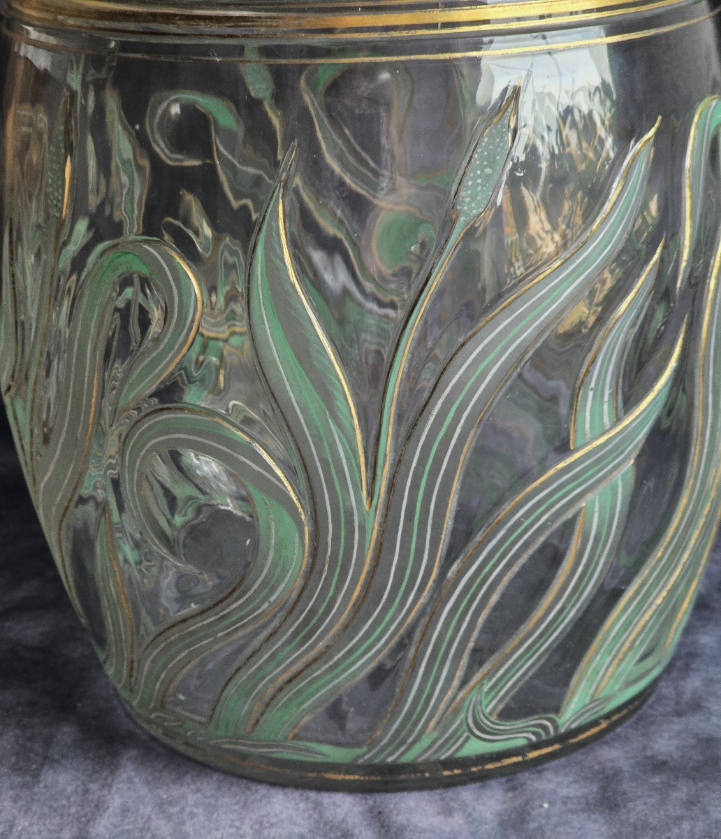 Vaso coperto in cristallo smaltato  Boemia o Austria, Liberty -Jugendsti-photo-4