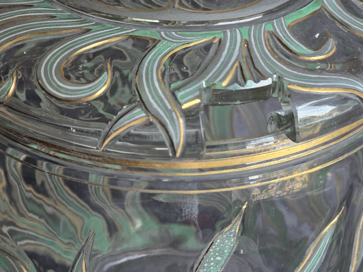 Vaso coperto in cristallo smaltato  Boemia o Austria, Liberty -Jugendsti-photo-3