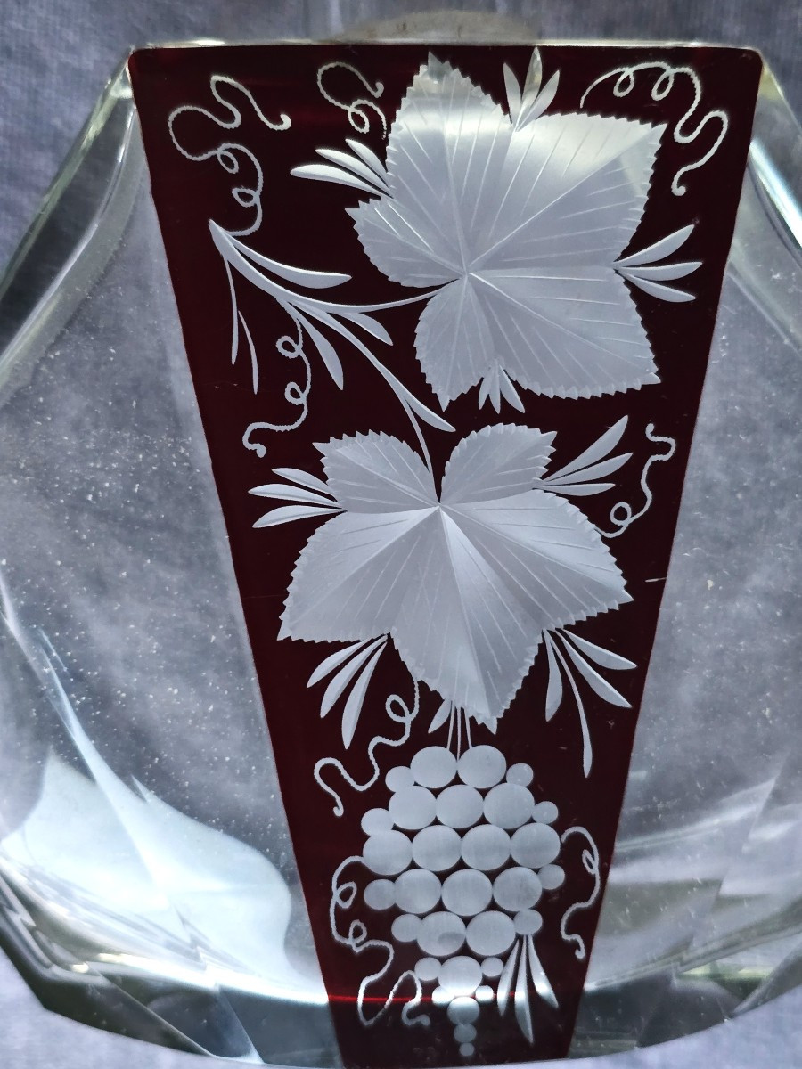 Antica bottiglia da liquore Art Deco in cristallo di Boemia, Karl Palda anni '30-photo-2