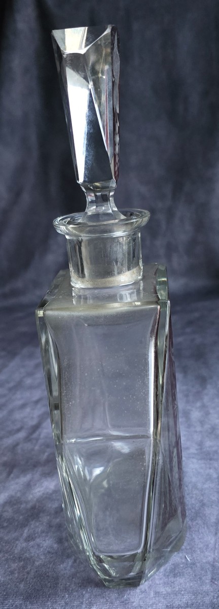 Antica bottiglia da liquore Art Deco in cristallo di Boemia, Karl Palda anni '30-photo-1