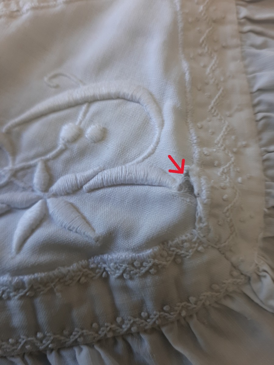 Antica fodera per cuscino in patchwork di monogrammi ricamati-photo-7