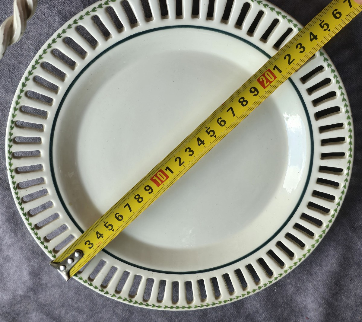 Cestino e il suo piatto  maiolica traforata e dipinta, Bassanello Italia, datati febbraio 1964-photo-4