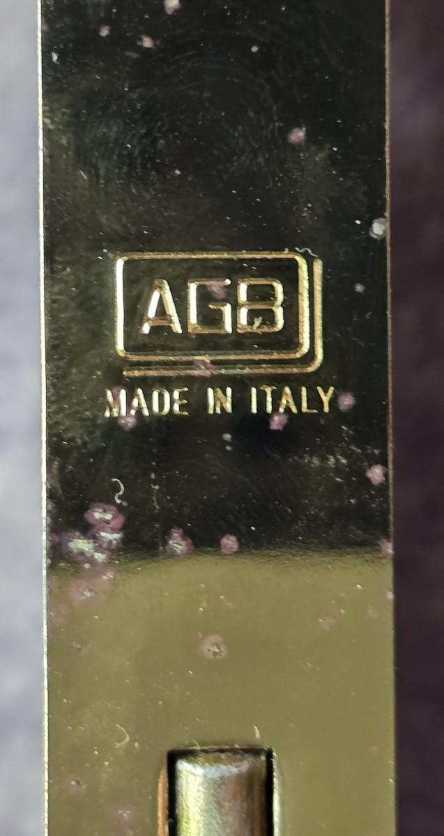 Antica maniglia per porta con serratura in cristallo e ottone –AGB  Italia, circa 1980-photo-2