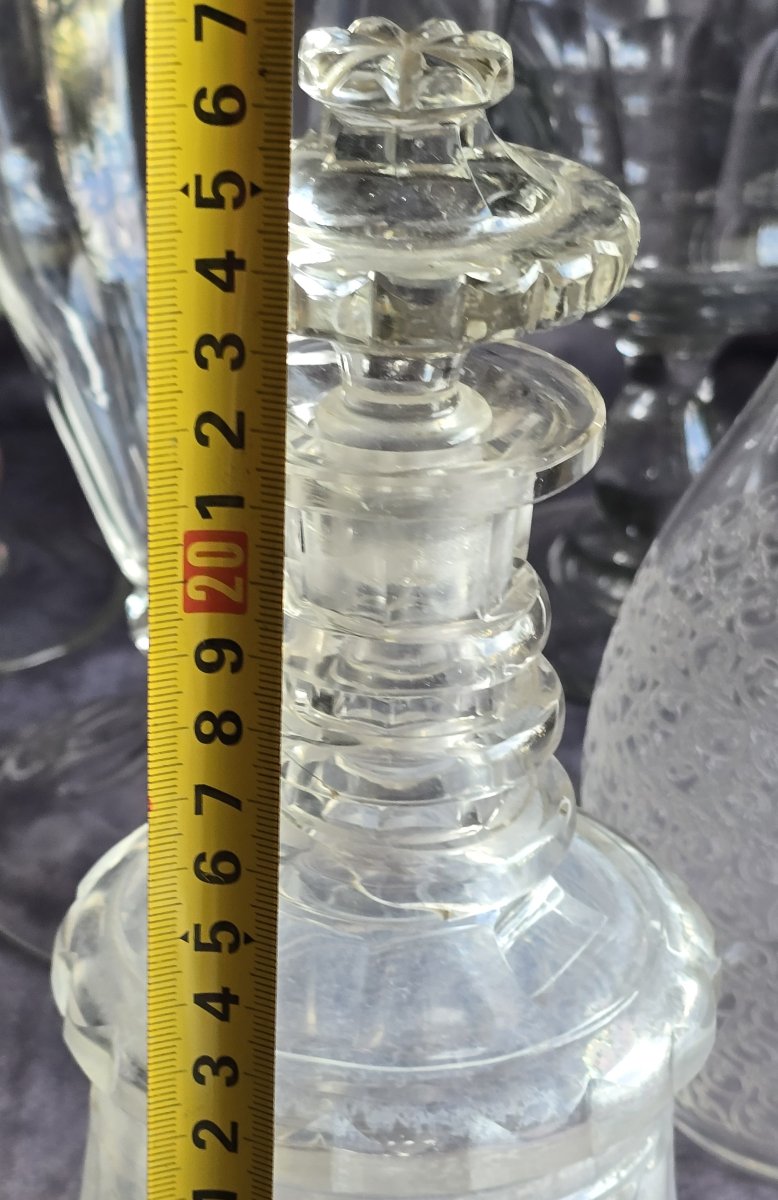 Antica bottiglia decanter in cristallo molato, XIX secolo-photo-6