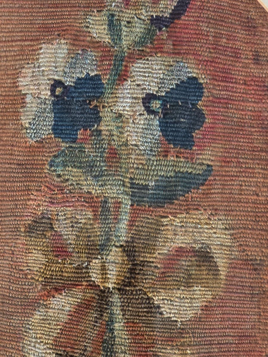 Quattro frammenti di arazzo di Aubusson incorniciati, XVIII secolo-photo-2