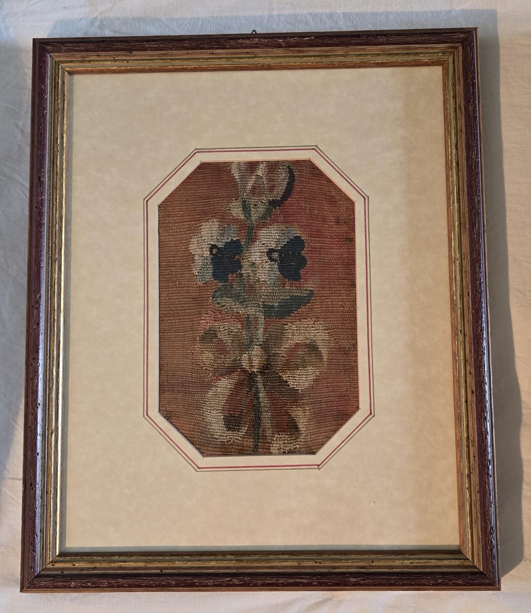 Quattro frammenti di arazzo di Aubusson incorniciati, XVIII secolo-photo-3