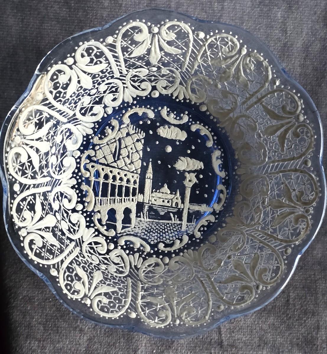 Antico servizio da macedonia in 7 pezzi in vetro smaltato – Venezia, anni '60-photo-2