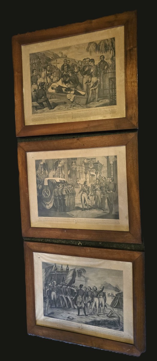 Insieme di tre litografie '800raffiguranti il Ritorno a Parigi delle Ceneri di Napoleone I°