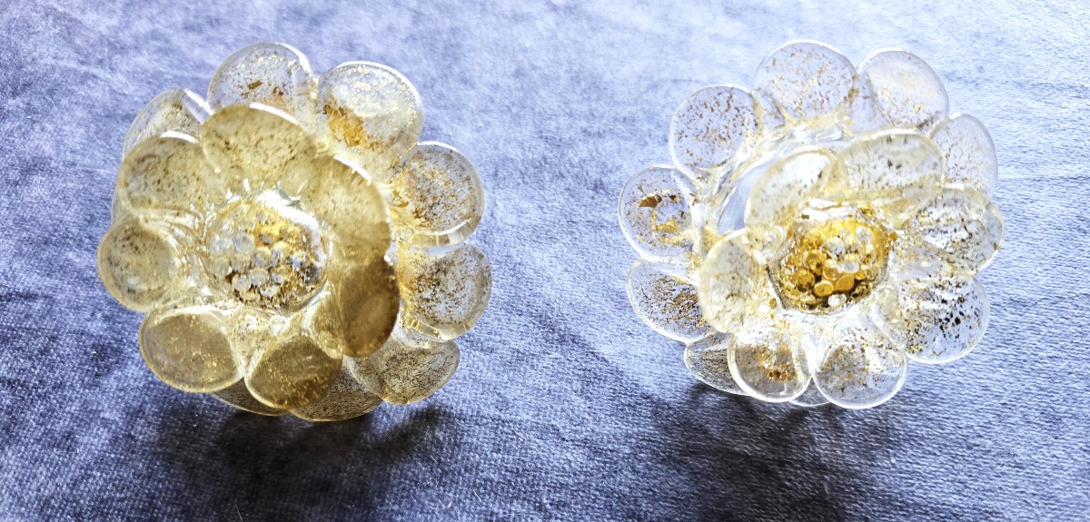 Coppia di appliques in vetro e ottone – Murano, circa 1980-photo-4