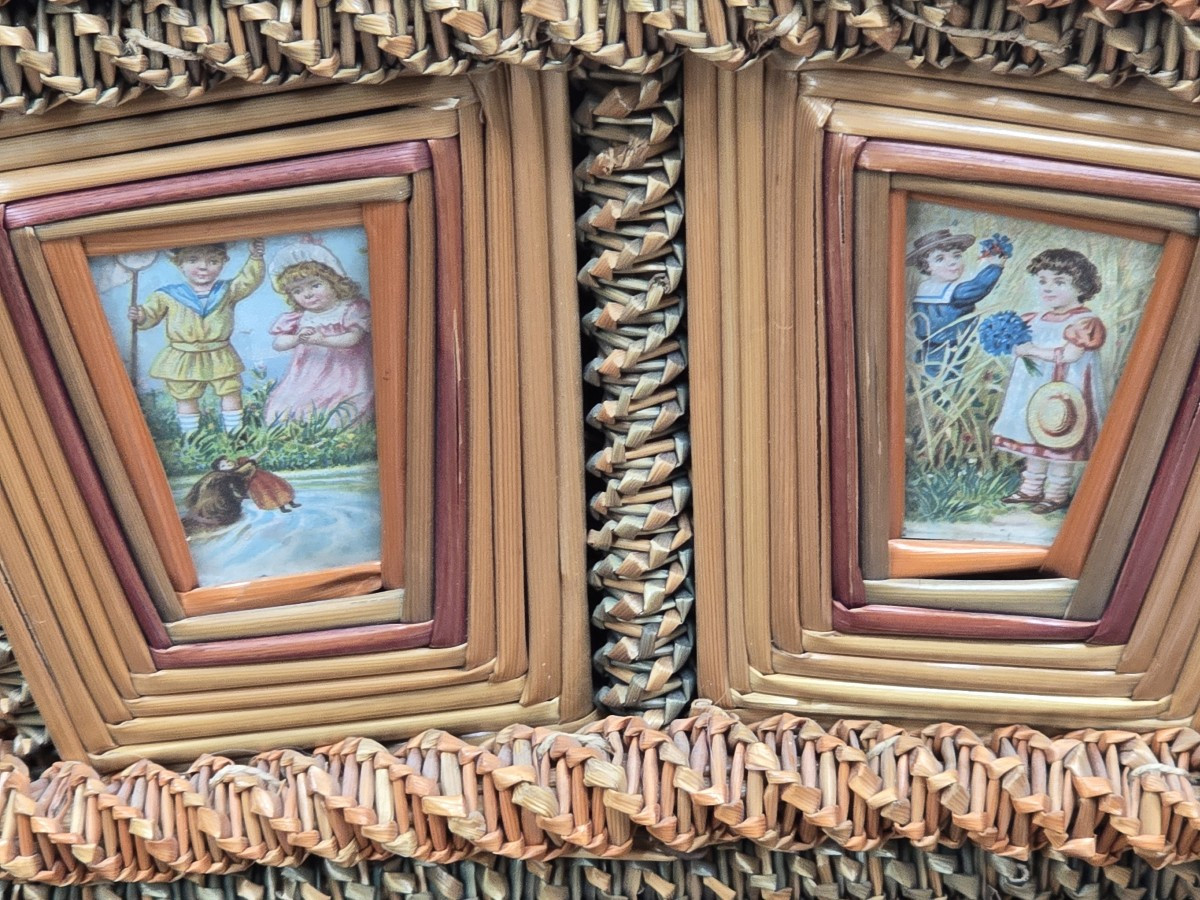 Antico cestino in paglia di mietitura del XIX secolo-photo-3