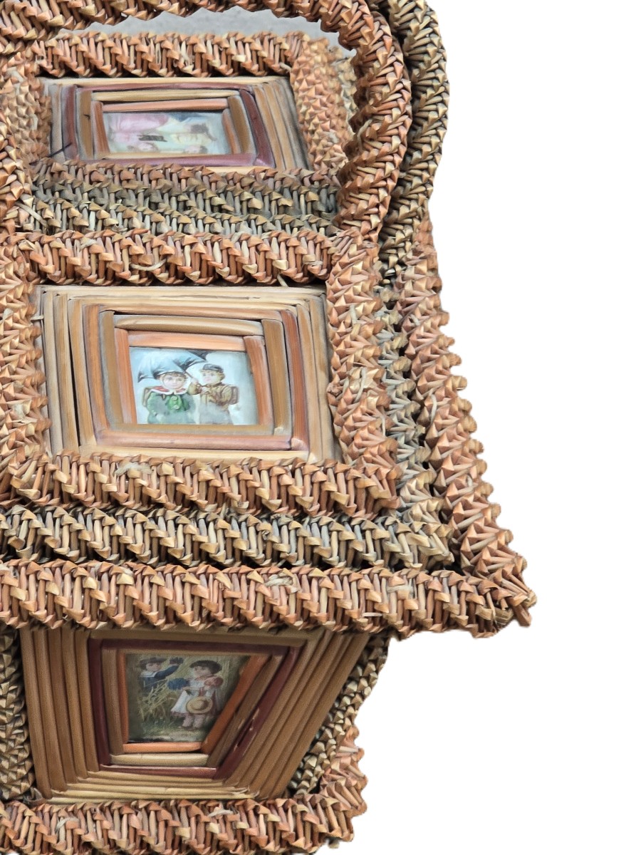 Antico cestino in paglia di mietitura del XIX secolo-photo-1