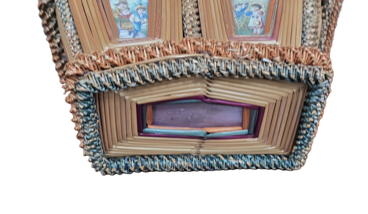 Antico cestino in paglia di mietitura del XIX secolo-photo-3