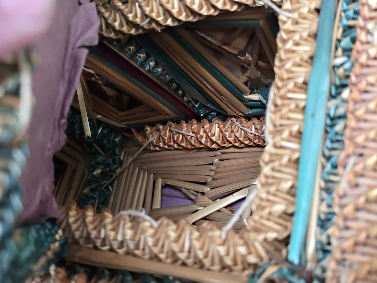 Antico cestino in paglia di mietitura del XIX secolo-photo-4