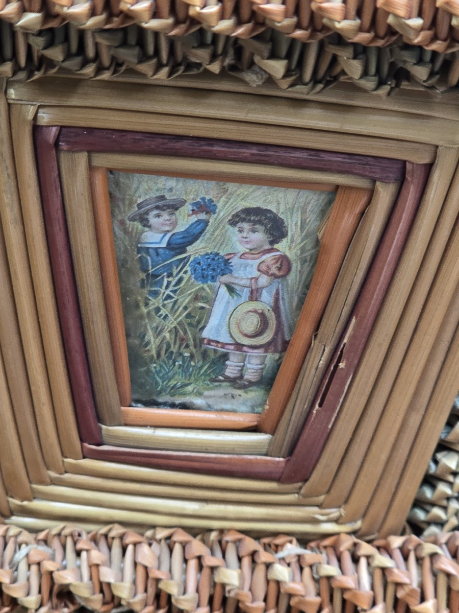 Antico cestino in paglia di mietitura del XIX secolo-photo-5